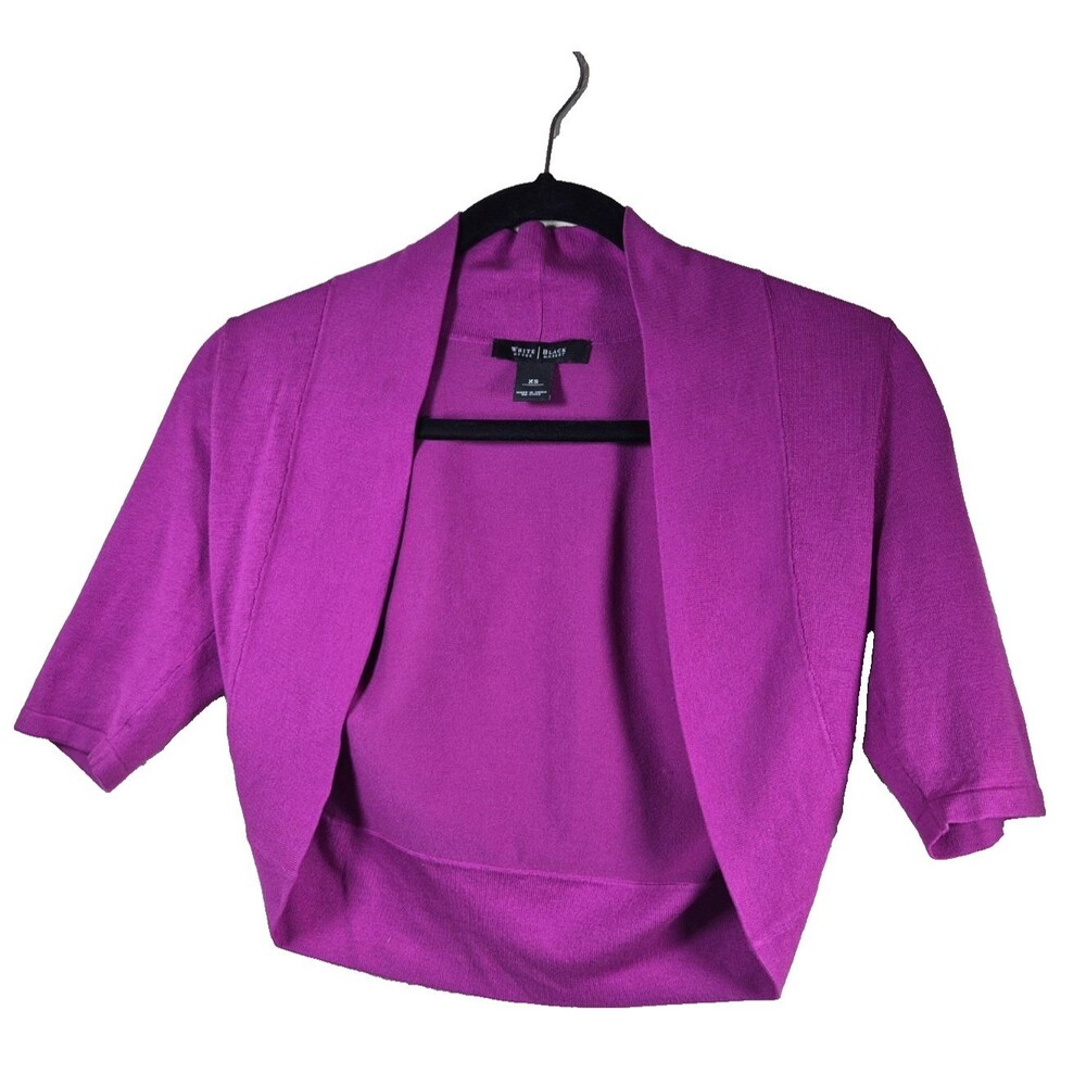 White House Black Market Silk Blend Open Crop Cardigan Sweater Pink Magenta XS